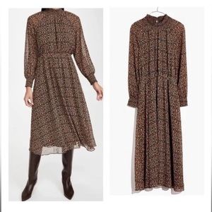 Madewell MIDI Dres | Cottagecore Smocked High-Neck Long-Sleeve | Size: S